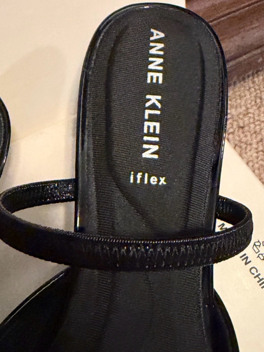 Anne Klein I Flex Black Patent Slingback Kitten Heels